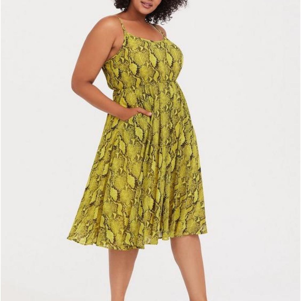 torrid 3x nwt snakeskin print neon midi dress